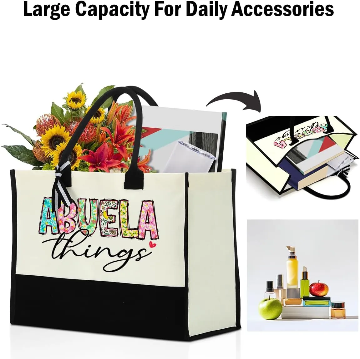 Grandma Christmas Birthday Gifts Mother Gifts Tote Bag for Women Grandmother Classic Canvas Shopping Grocery Bag