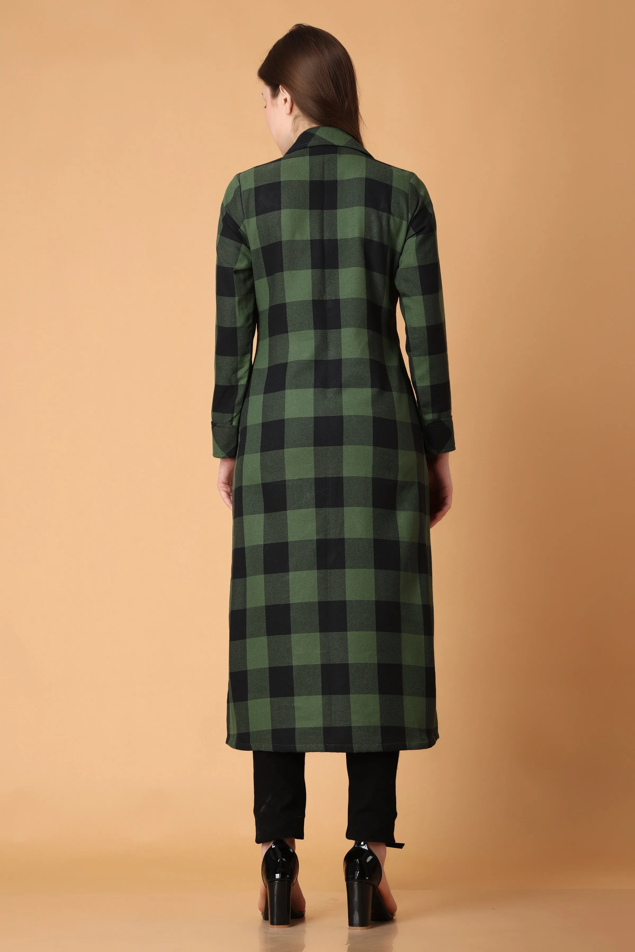 Green Checked Woollen Kurta