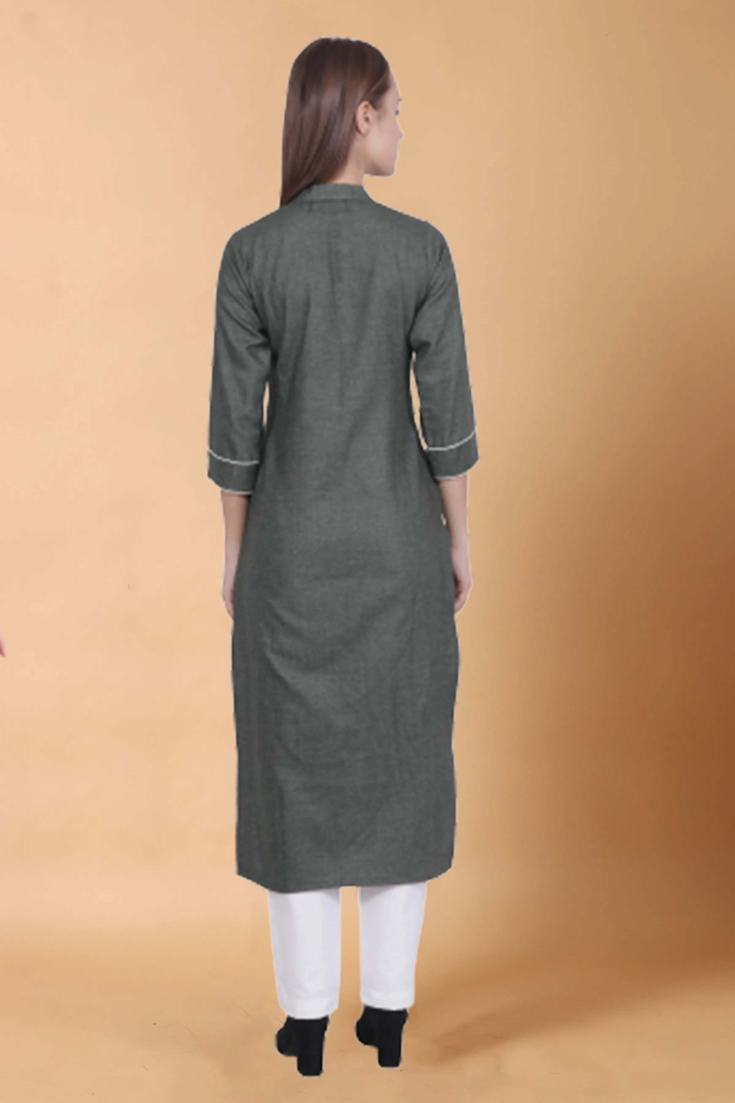 Green Detailed Woollen Kurta