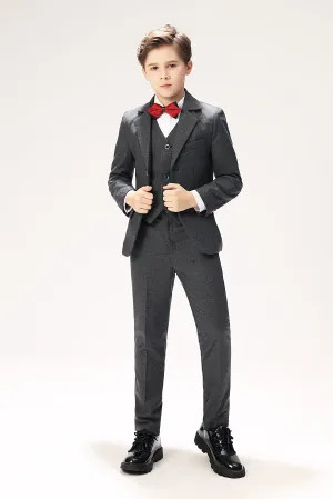 Grey Woolen Elegant 5 Piece Boys Suits