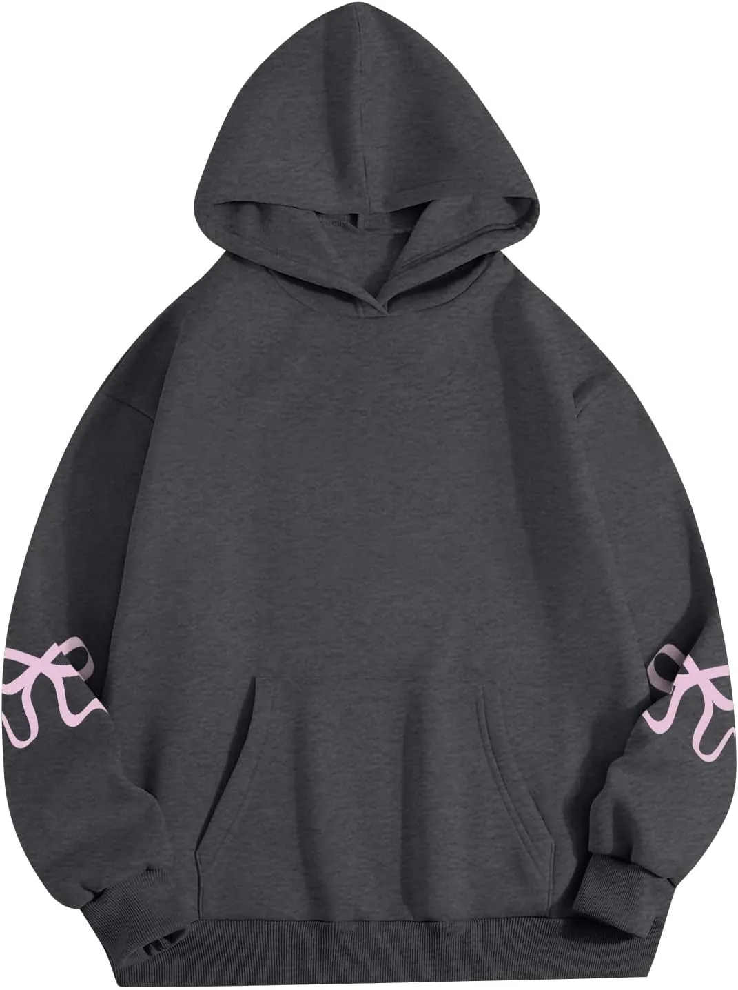 Gumipy Hoodies for Women Fleece Bow Graphic Hoodies Pullover Y2K Long Sleeve Oversized Hoodies Spring Clothes for Women 2025