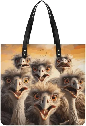Handbags for WomenA Flock of OstrichesTrendy Vegan Leather Hobo Handbags,Women's Soft Bucket Bag For Women - Ladies Handbags For Work, Travel, Casual Use,Birthday Gifts