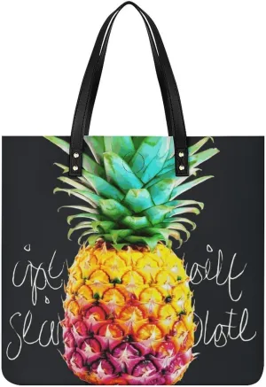 Handbags for WomenColorful Fruit PineappleTrendy Vegan Leather Hobo Handbags,Women's Soft Bucket Bag For Women - Ladies Handbags For Work, Travel, Casual Use,Birthday Gifts