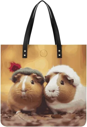 Handbags for WomenCute Guinea PigsTrendy Vegan Leather Hobo Handbags,Women's Soft Bucket Bag For Women - Ladies Handbags For Work, Travel, Casual Use,Birthday Gifts