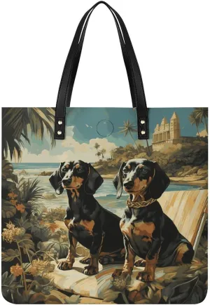 Handbags for WomenDachshund Dog BentoTrendy Vegan Leather Hobo Handbags,Women's Soft Bucket Bag For Women - Ladies Handbags For Work, Travel, Casual Use,Birthday Gifts