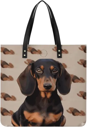 Handbags for WomenDachshund DogTrendy Vegan Leather Hobo Handbags,Women's Soft Bucket Bag For Women - Ladies Handbags For Work, Travel, Casual Use,Birthday Gifts