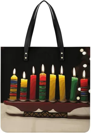Handbags for WomenKwanzaa CandlesTrendy Vegan Leather Hobo Handbags,Women's Soft Bucket Bag For Women - Ladies Handbags For Work, Travel, Casual Use,Birthday Gifts