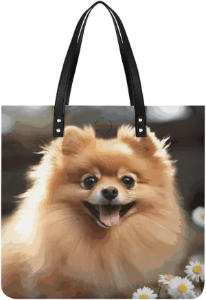 Handbags for WomenPomeranian DogTrendy Vegan Leather Hobo Handbags,Women's Soft Bucket Bag For Women - Ladies Handbags For Work, Travel, Casual Use,Birthday Gifts