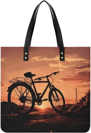 Handbags for WomenRoad BicycleTrendy Vegan Leather Hobo Handbags,Women's Soft Bucket Bag For Women - Ladies Handbags For Work, Travel, Casual Use,Birthday Gifts