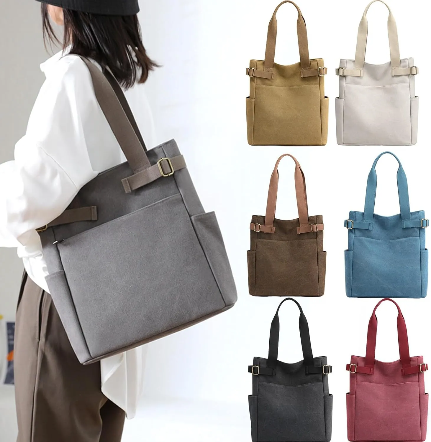 Handbags for Womens Top Handle Shoulder Purse Satchel Bags Roomy Capacity Fashion Hobo Canvas Tote Bag Casual Lightweight