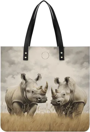 Handbags for WomenTwo RhinosTrendy Vegan Leather Hobo Handbags,Women's Soft Bucket Bag For Women - Ladies Handbags For Work, Travel, Casual Use,Birthday Gifts