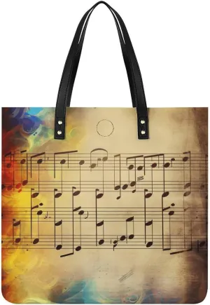 Handbags for WomenVintage Music NoteTrendy Vegan Leather Hobo Handbags,Women's Soft Bucket Bag For Women - Ladies Handbags For Work, Travel, Casual Use,Birthday Gifts