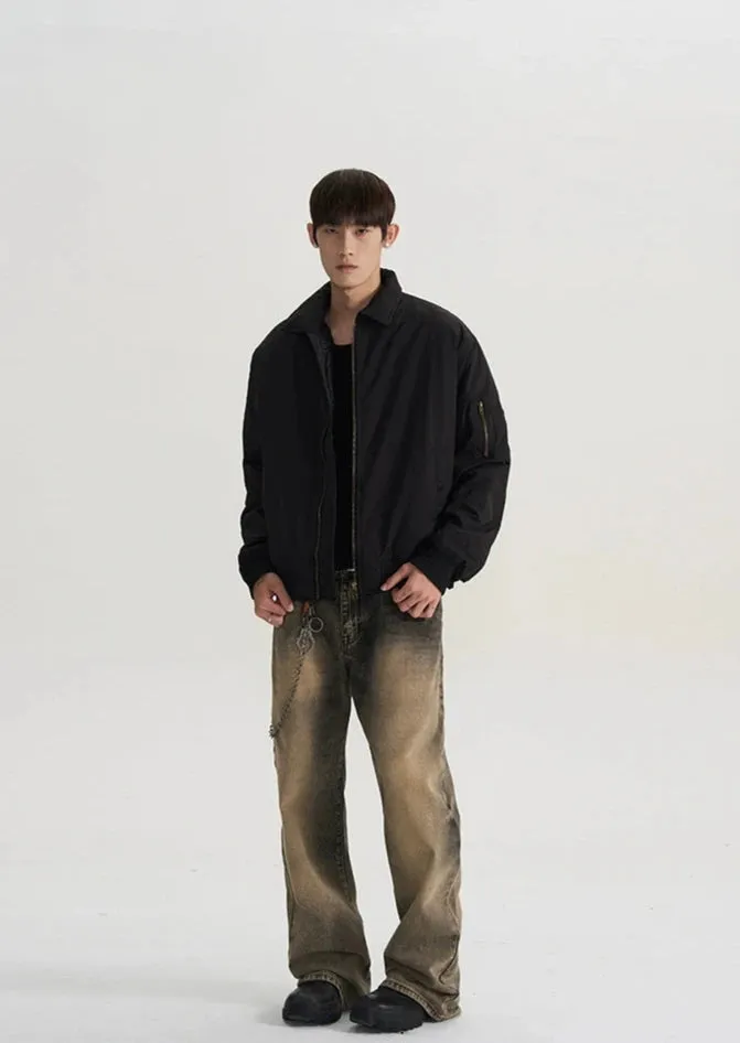 Harrington Bomber Jacket with Zip Sleeve Pocket