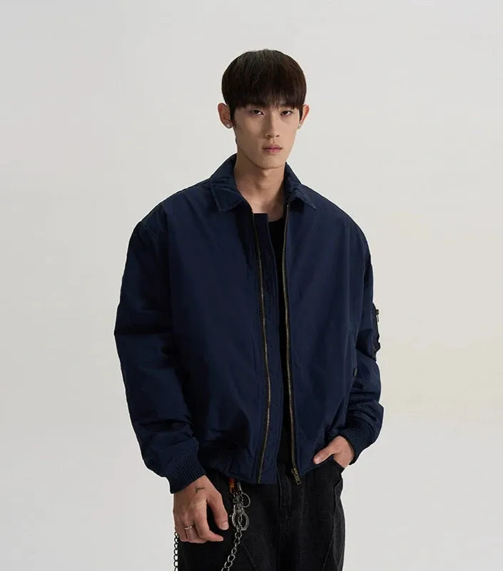 Harrington Bomber Jacket with Zip Sleeve Pocket
