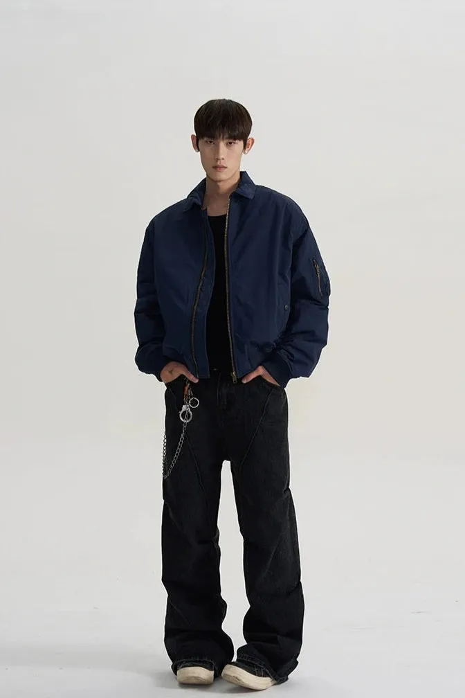 Harrington Bomber Jacket with Zip Sleeve Pocket
