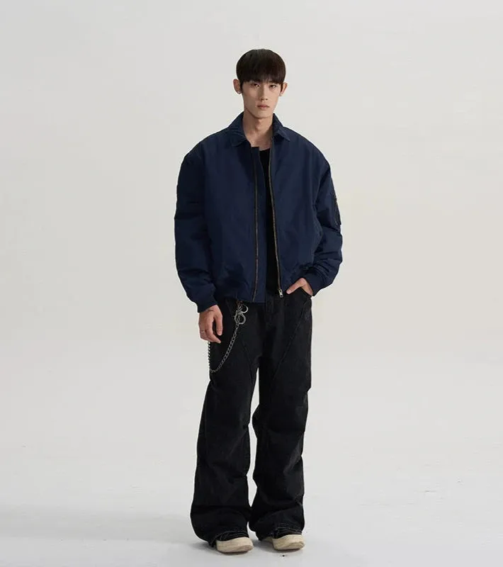 Harrington Bomber Jacket with Zip Sleeve Pocket