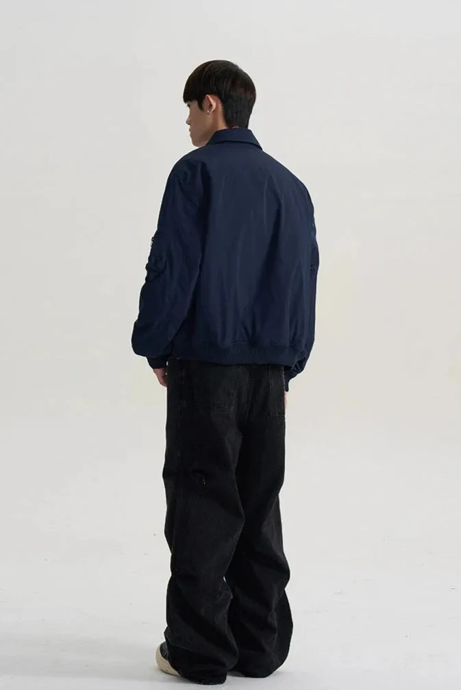 Harrington Bomber Jacket with Zip Sleeve Pocket