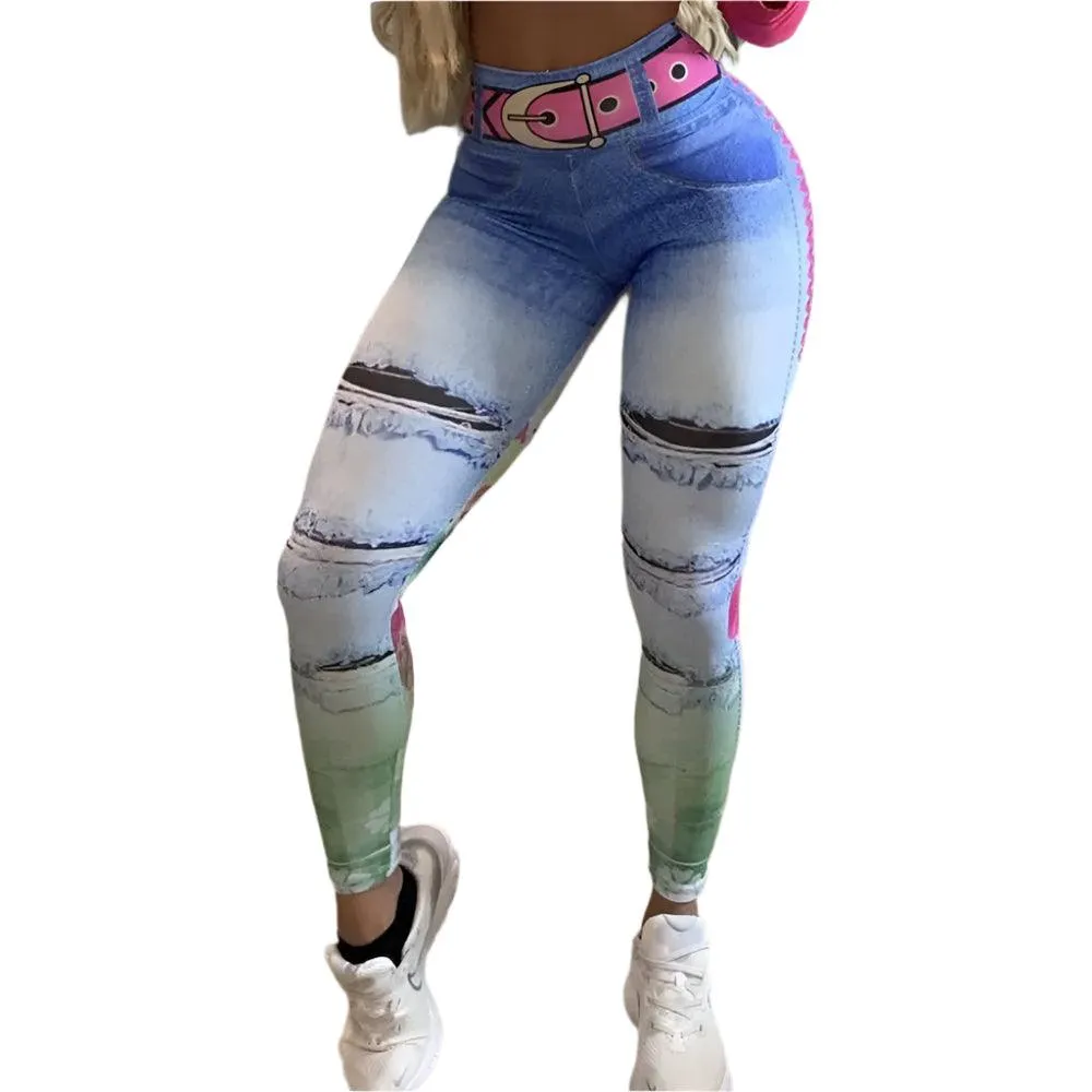 High Waist Medium Stretch Fabric Woman's Pure Color High Waist Plus Size Denim Jeans