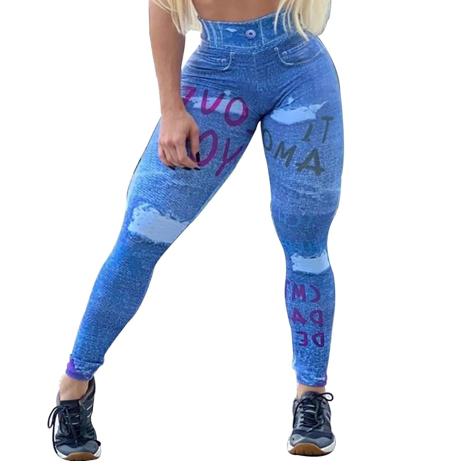 High Waist Medium Stretch Fabric Woman's Pure Color High Waist Plus Size Denim Jeans