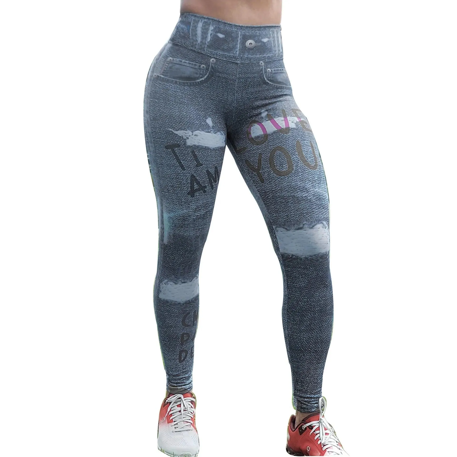 High Waist Medium Stretch Fabric Woman's Pure Color High Waist Plus Size Denim Jeans