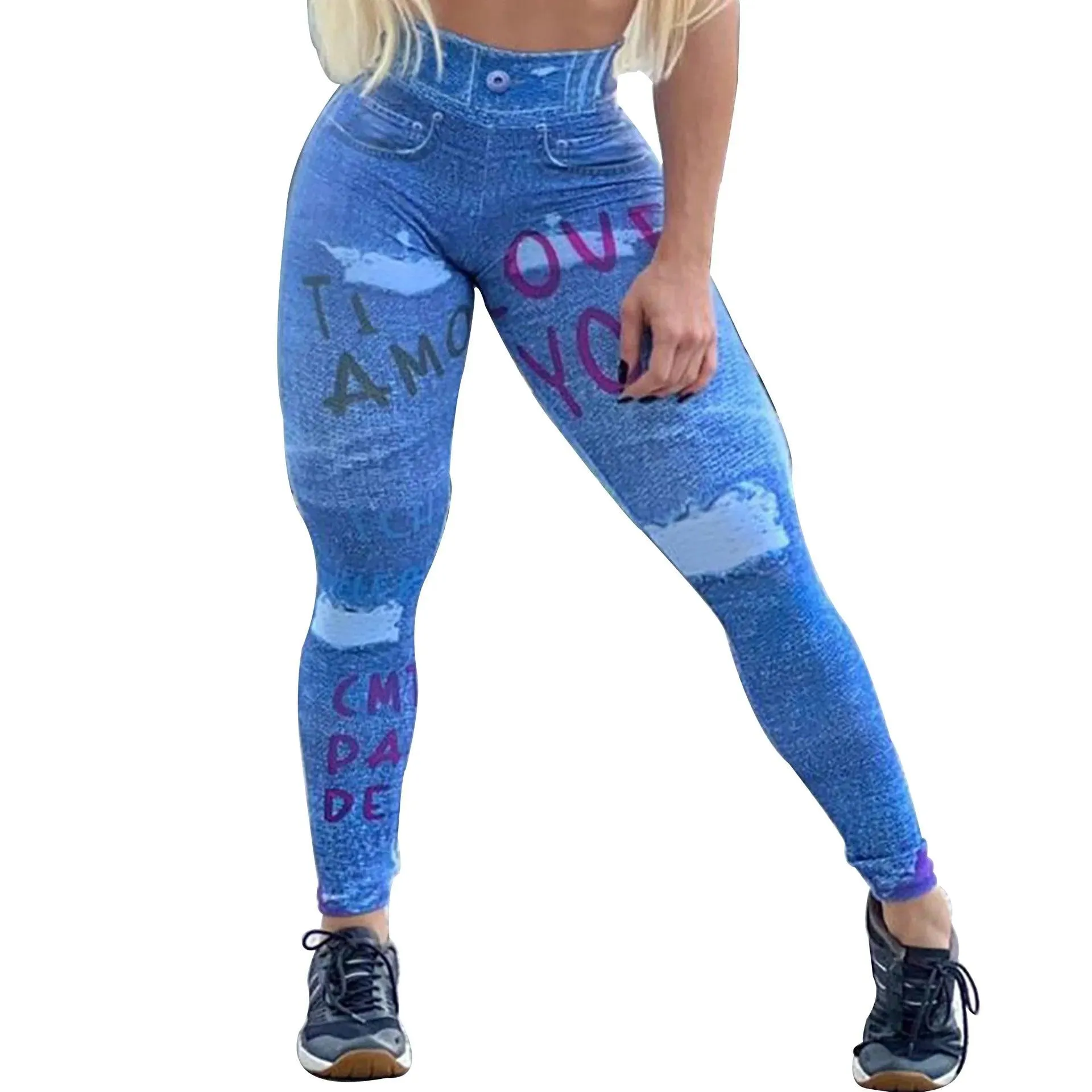 High Waist Medium Stretch Fabric Woman's Pure Color High Waist Plus Size Denim Jeans