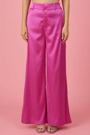 high waist satin wide leg pants