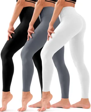 Hmuuo 3 Pack Leggings for Women High Waisted Tummy Control No See-Through Yoga Pants Workout Running Leggings