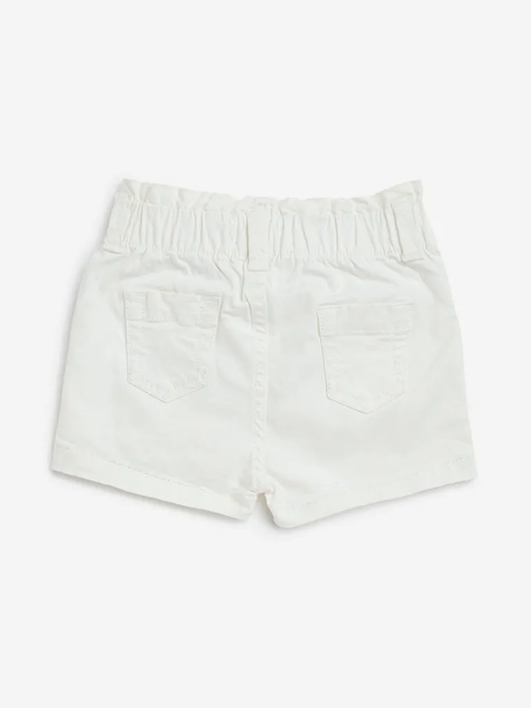 HOP Baby Off-White Floral Cotton-Blend High-Rise Shorts