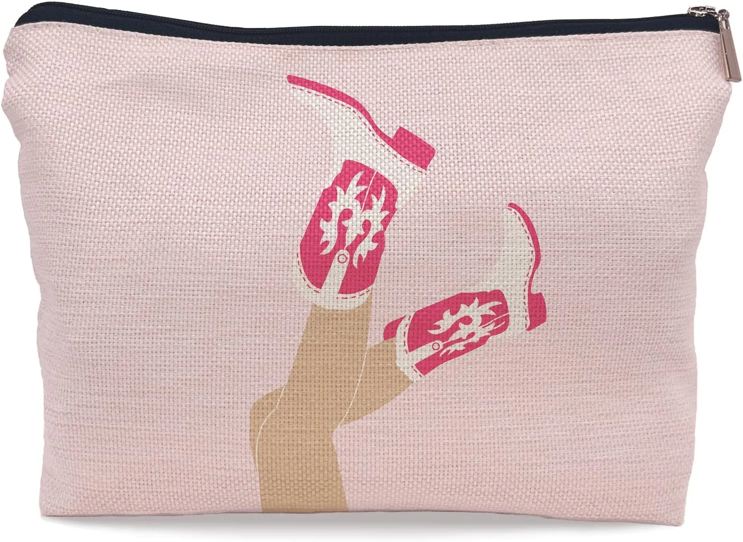 Hot Pink Preppy Howdy Cowgirl Boots Makeup Bag Make up Cosmetic Bag Small Zipper Pouch,Birthday Graduation Gifts for Girls