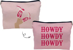 Hot Pink Preppy Howdy Cowgirl Boots Makeup Bag Make up Cosmetic Bag Small Zipper Pouch,Birthday Graduation Gifts for Girls