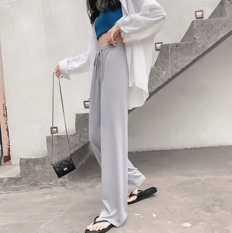 Ice Silk Wide-Leg Pants – Cool & Thin Sweatpants for Women