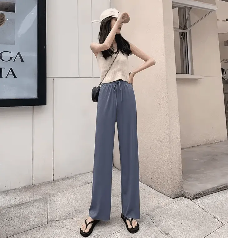 Ice Silk Wide-Leg Pants – Cool & Thin Sweatpants for Women