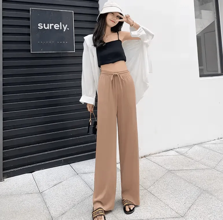 Ice Silk Wide-Leg Pants – Cool & Thin Sweatpants for Women