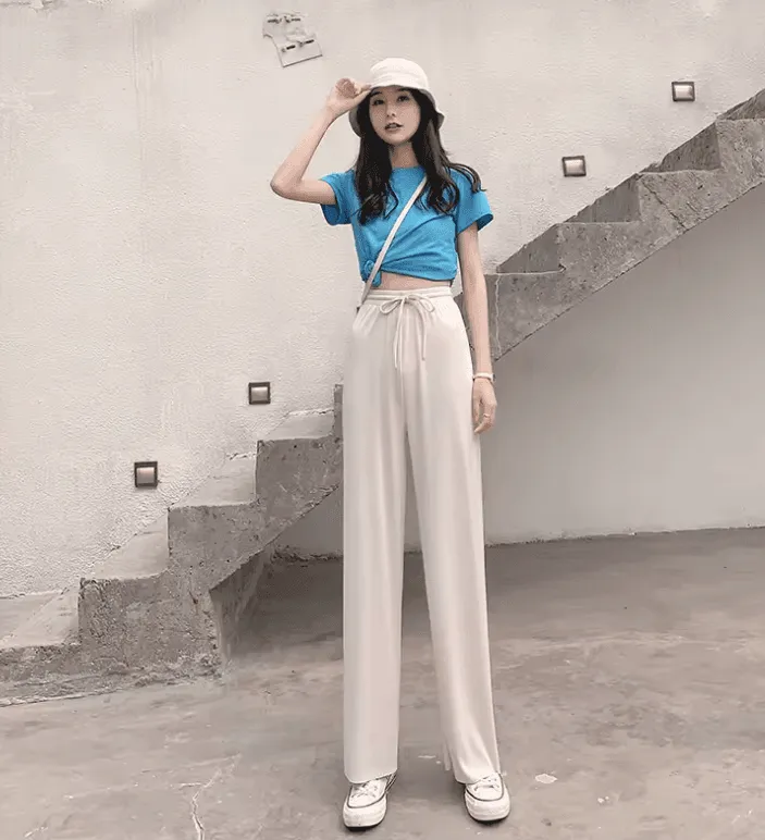 Ice Silk Wide-Leg Pants – Cool & Thin Sweatpants for Women
