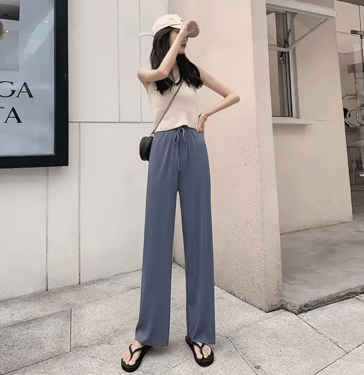 Ice Silk Wide-Leg Pants – Cool & Thin Sweatpants for Women