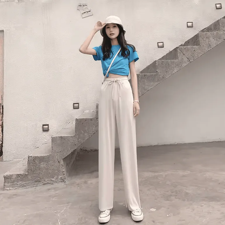 Ice Silk Wide-Leg Pants – Cool & Thin Sweatpants for Women