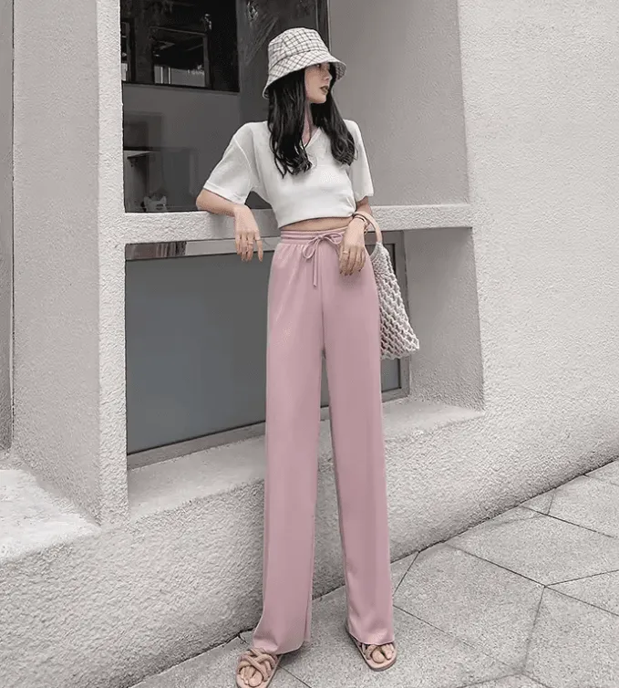 Ice Silk Wide-Leg Pants – Cool & Thin Sweatpants for Women