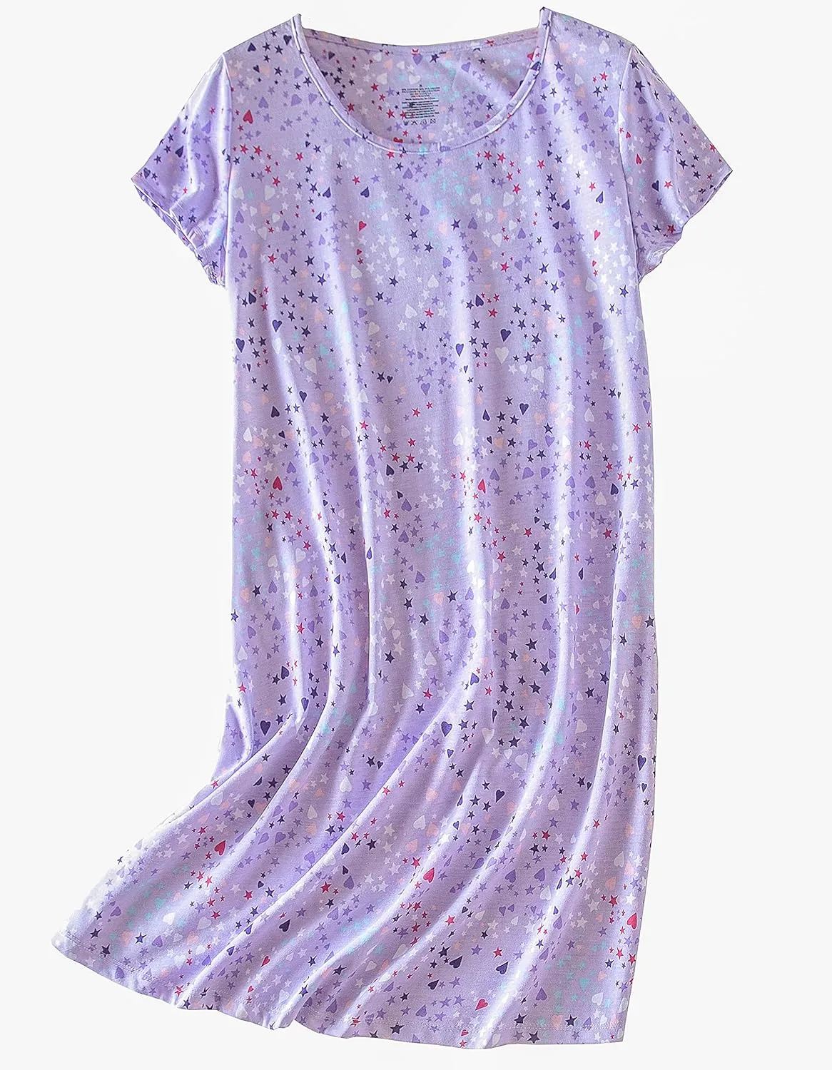 Inadays 3 Pack Women's Cotton Nightgown Sleepwear Short Sleeves Nightshirt Fun Print Sleepdress Loose Comfy Sleepshirts