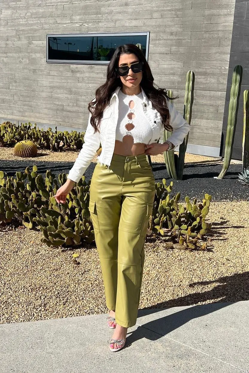 “It’s Green” Vegan Leather Cargo Pants