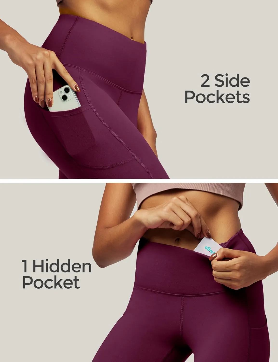 IUGA High Waist Yoga Pants with Pockets, Leggings for Women Tummy Control, Workout Leggings for Women 4 Way Stretch