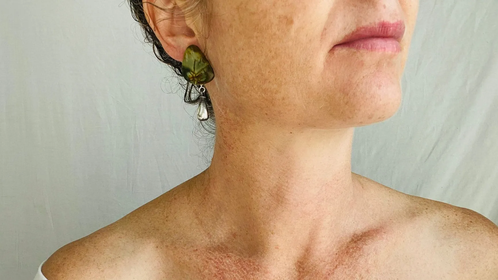 Jasper Earrings. Monte Alban Reproduction Bells. Sterling Silver. 0171