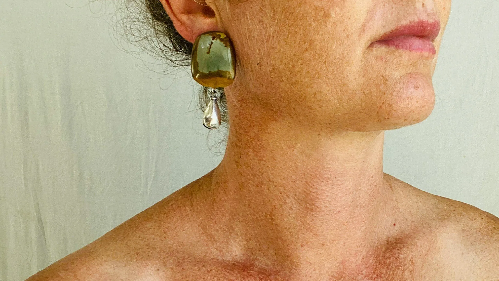 Jasper Earrings. Monte Alban Reproduction Bells. Sterling Silver