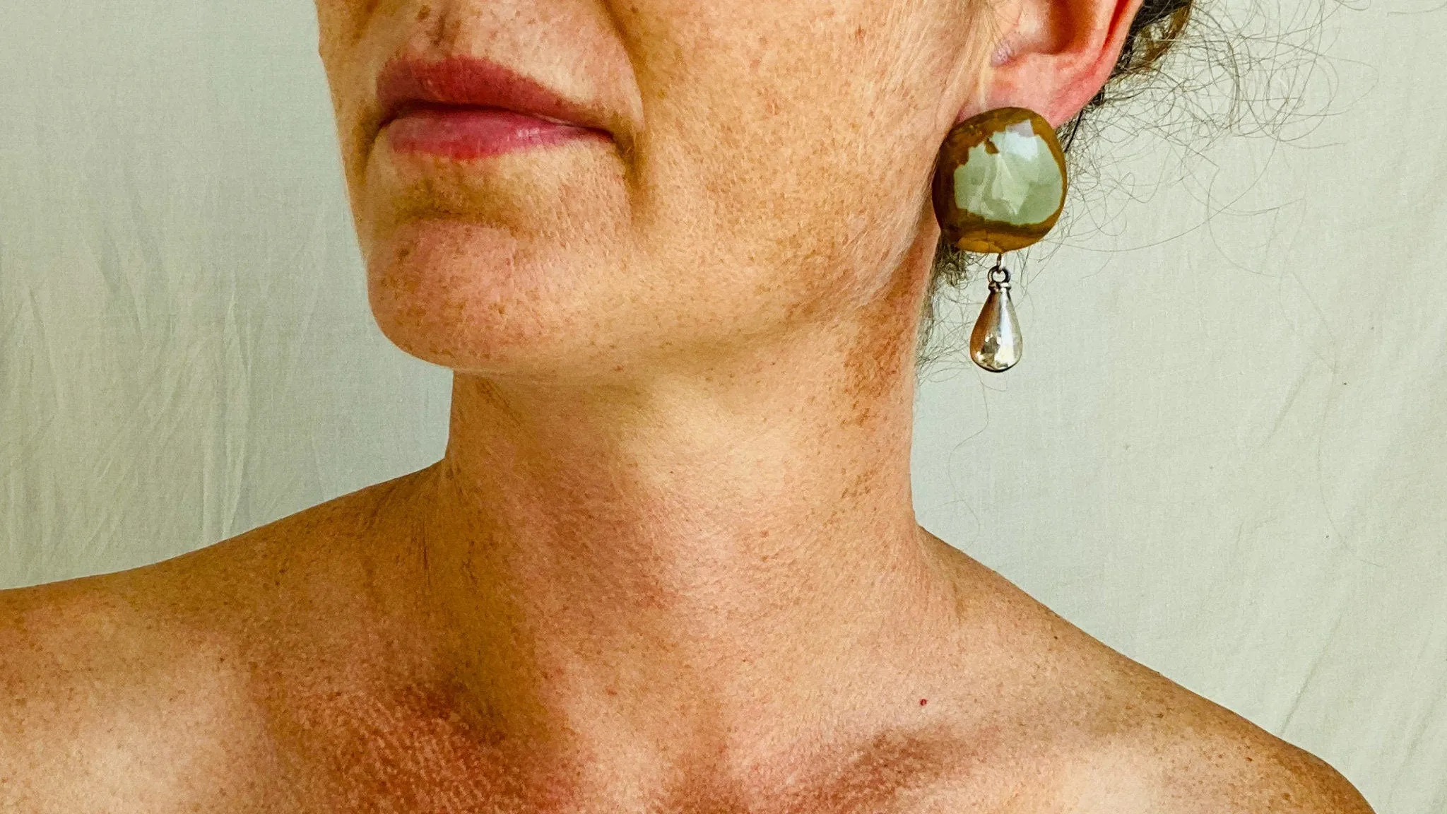 Jasper Earrings. Monte Alban Reproduction Bells. Sterling Silver