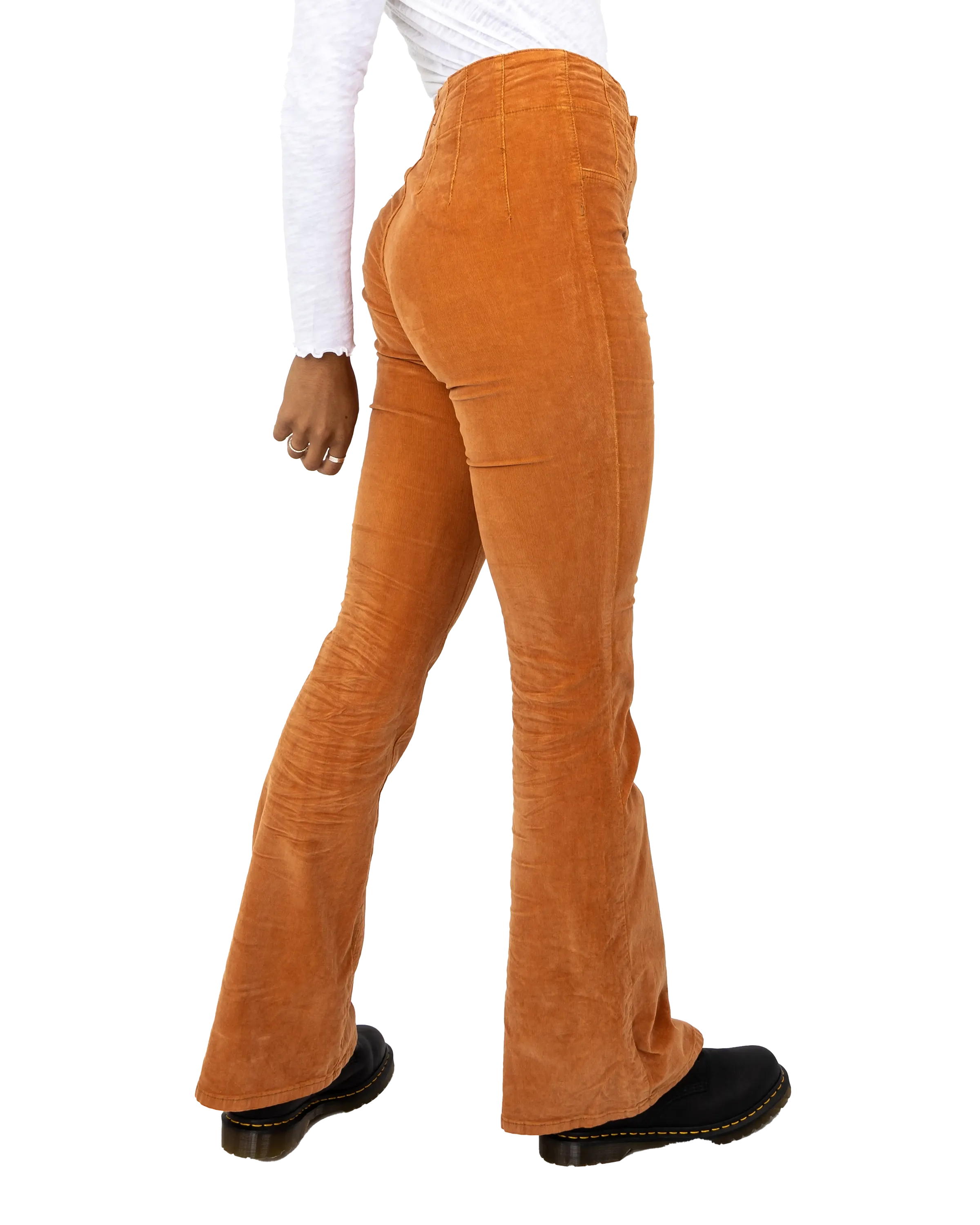 Jayde Cord Flare Trousers in Cognac