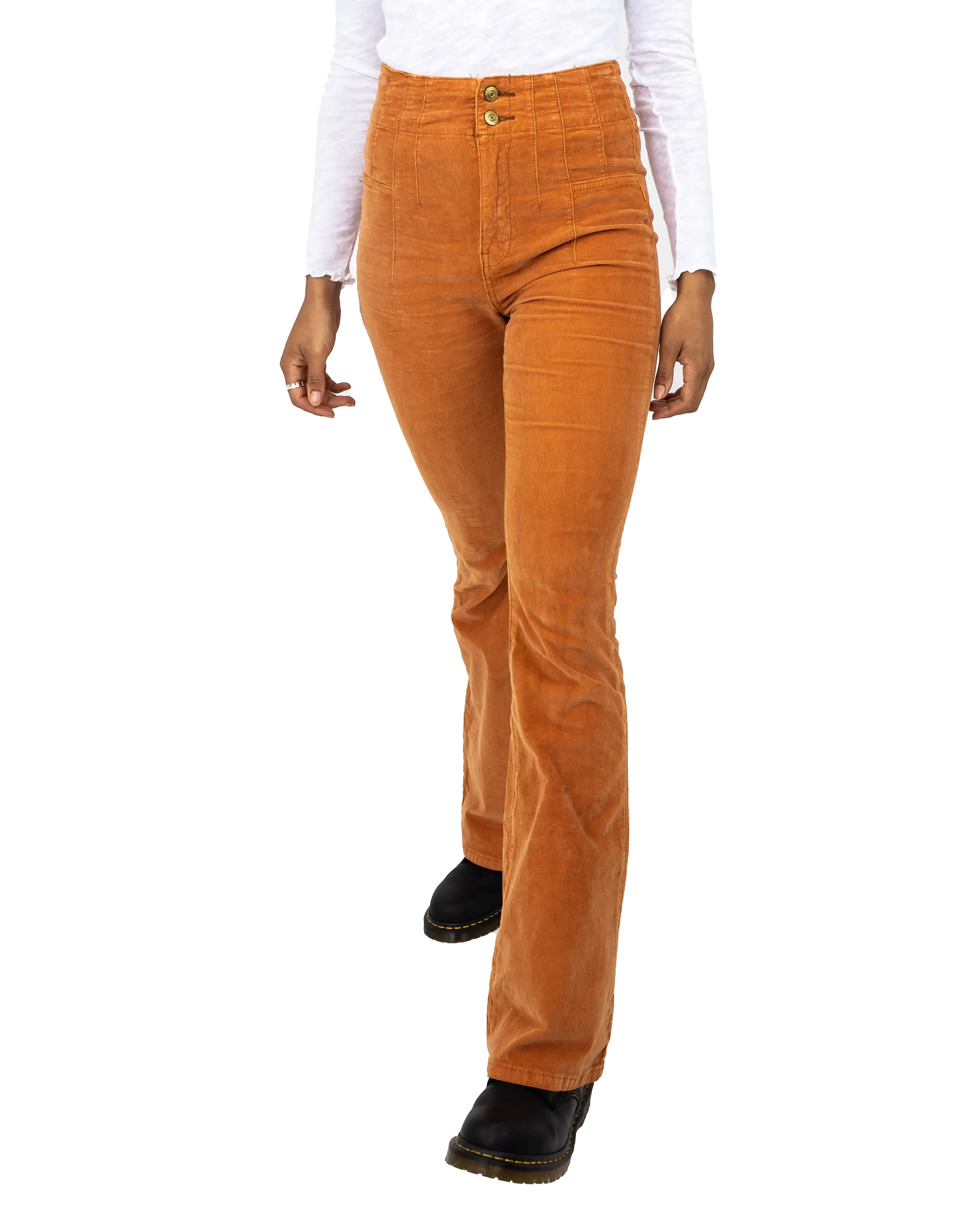 Jayde Cord Flare Trousers in Cognac