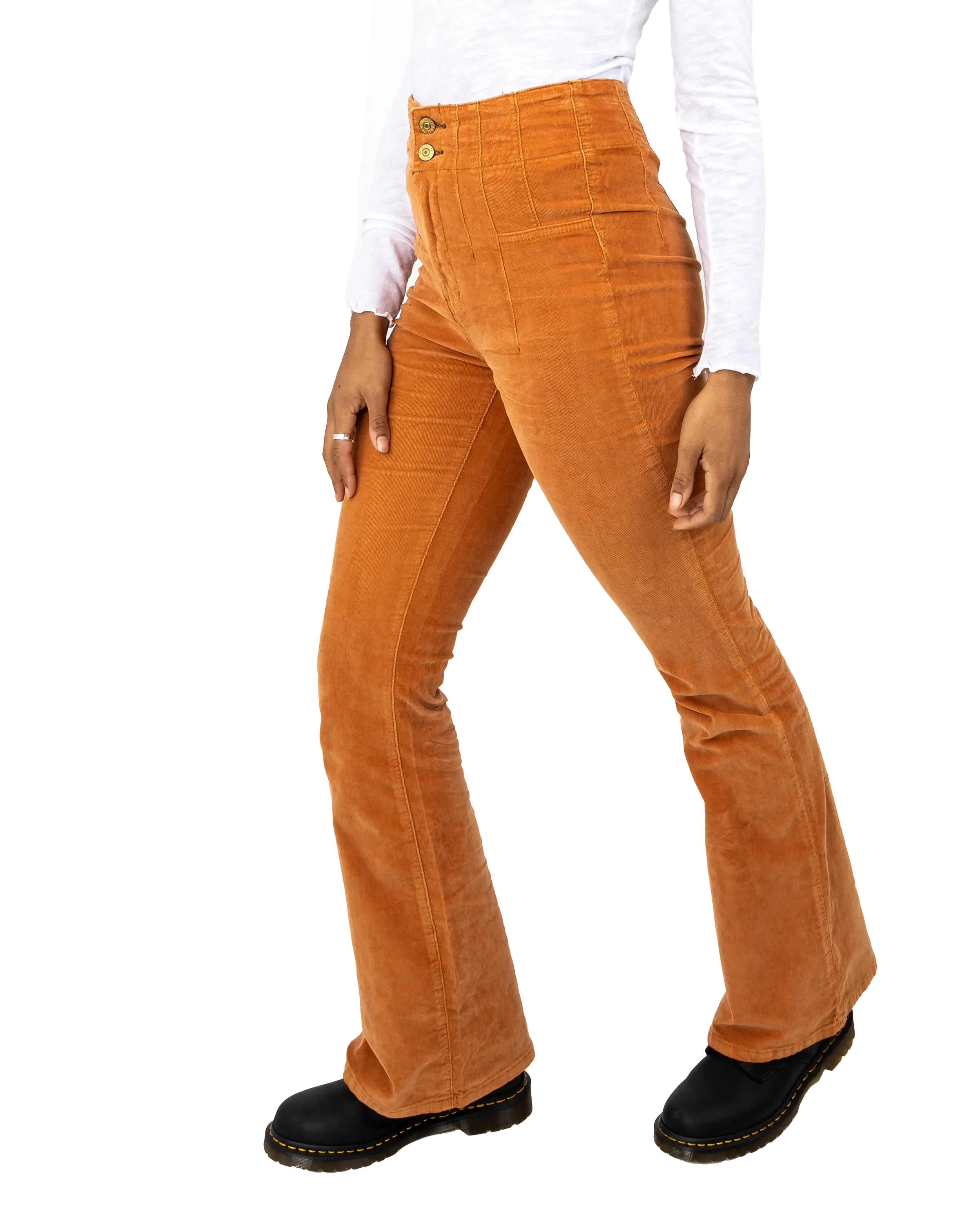 Jayde Cord Flare Trousers in Cognac