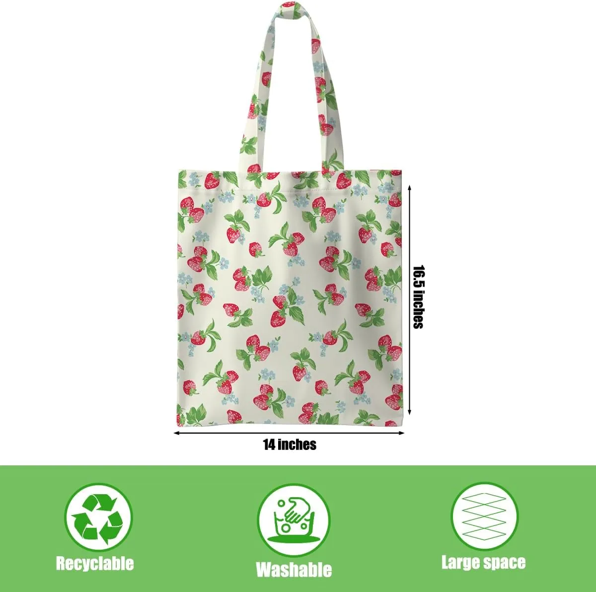 Jztco Preppy Tote Bag, Aesthetic Bows Strawberry Beach Bag, Cat Lovers Gifts for Women Sister, Reusable Grocery Bags