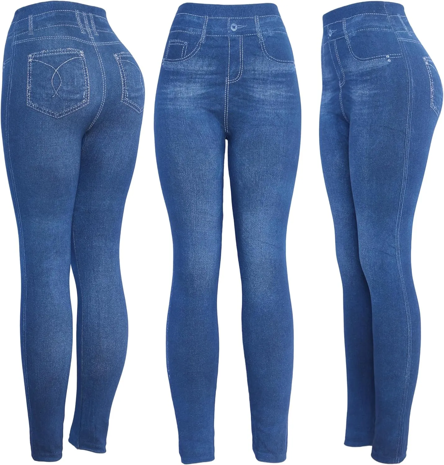 KMystic Women's Denim Print Fake Jeans Leggings