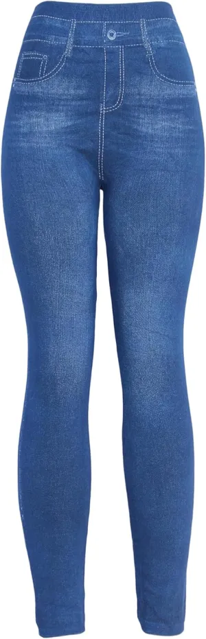 KMystic Women's Denim Print Fake Jeans Leggings
