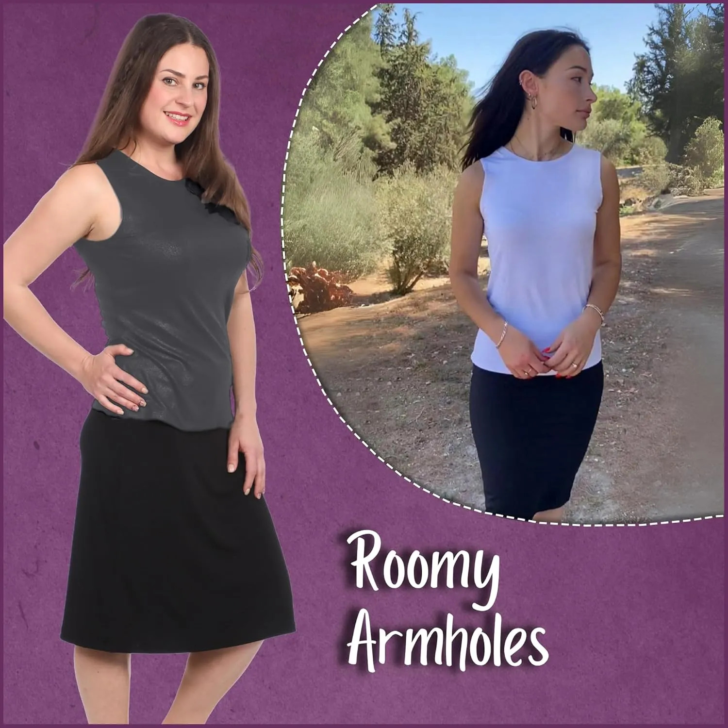 Kosher Casual Modest High Neck Tank Top for Women Full-Shoulder Sleeveless Shell